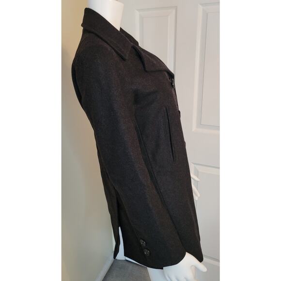 J.CREW Jacket Black Wool Thinsulate Lined Double Breasted Button Peacoat Size S - Picture 4 of 6